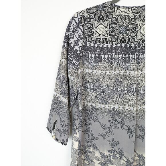 Fig & Flower Top Floral Boho Eclectic Tunic Spring Summer Pearlized Size S - Picture 7 of 13
